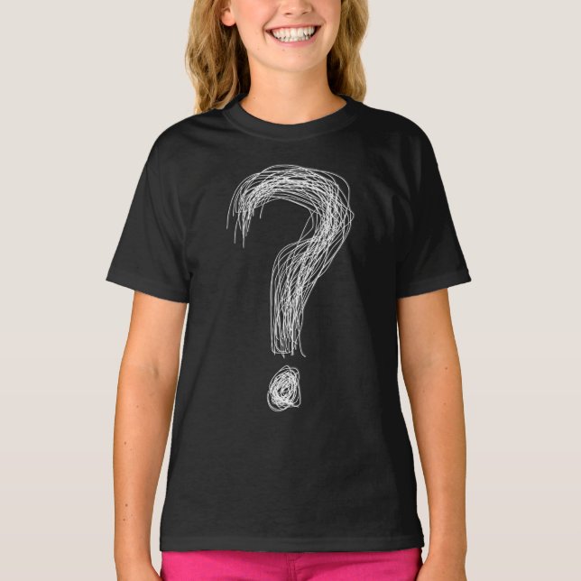 T-shirt Confused Scribble Question Mark Chaos Overthinking (Devant)