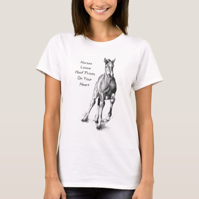 T-shirt Congé Hoofprints de chevaux sur votre coeur : Art (Devant)
