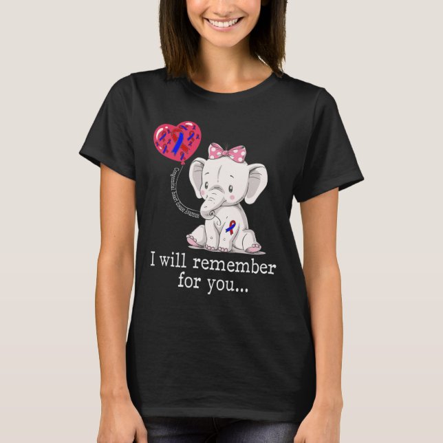 T-shirt Congenital Heart Disease Awareness Elephant  (Devant)