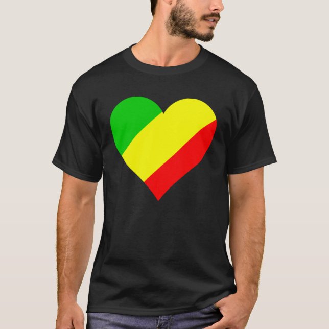T-shirt Congo Flag Heart Congo  Love Congo (Devant)