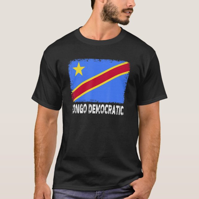 T-shirt Congo Soutien du drapeau démocratique aux Congolai (Devant)