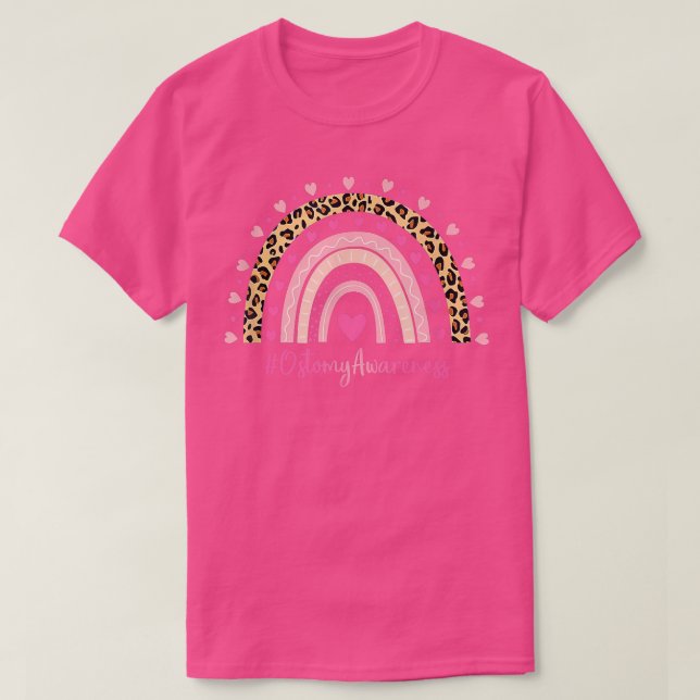 T-shirt Connaissance de l'ostomie Coeur rose Leopard arc-e (Design devant)