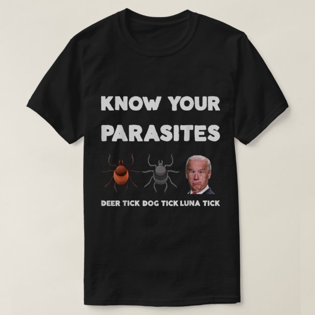 T-shirt Connaissez vos parasites Anti Biden Sucks Drôle An (Design devant)