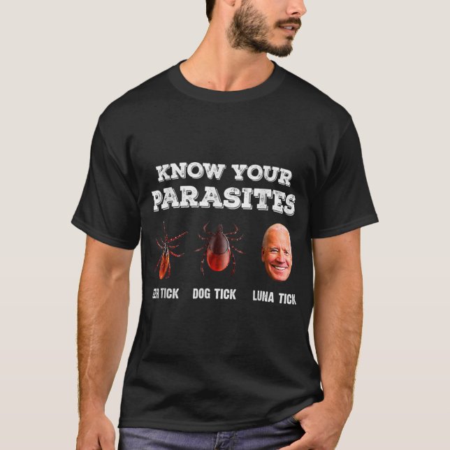 T-shirt Connaissez Vos Parasites Anti Joe Biden Deer Tick, (Devant)