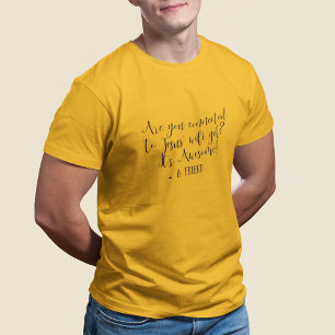 T-shirt Connecté au WiFi de Jésus Pourtant Jaune Religieux
