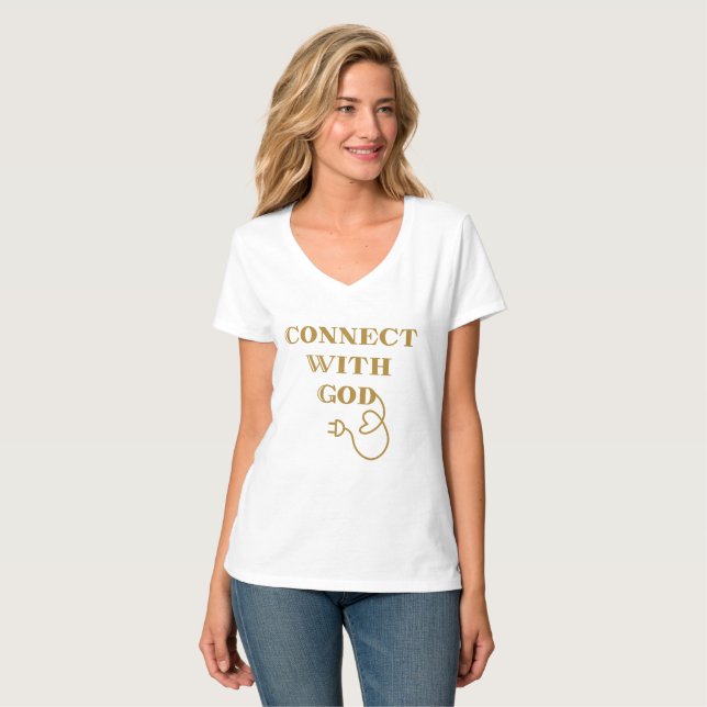 T-shirt Connectez-vous avec Dieu Citation biblique Col V d (Devant entier)