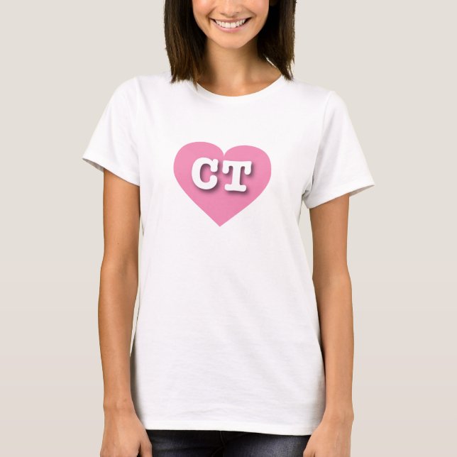 T-shirt Connecticut Coeur rose - J'aime CT (Devant)
