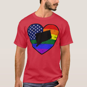 T-shirt Connecticut États-Unis Gay pride Drapeau Coeur