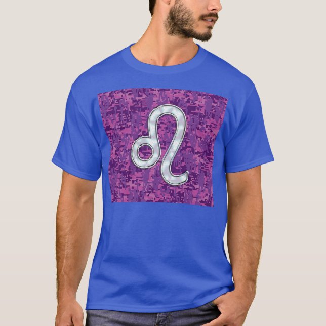 T-shirt Connexion Leo sur Camouflage numérique Fuchsia ros (Devant)