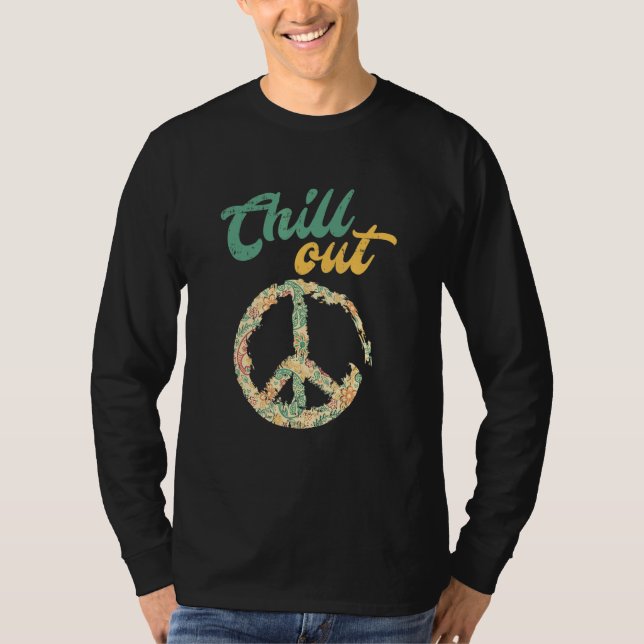 T-shirt Connexion Paix Rétro Décontracter (Devant)