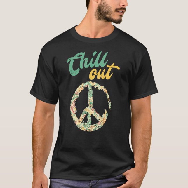 T-shirt Connexion Paix Rétro Décontracter (Devant)