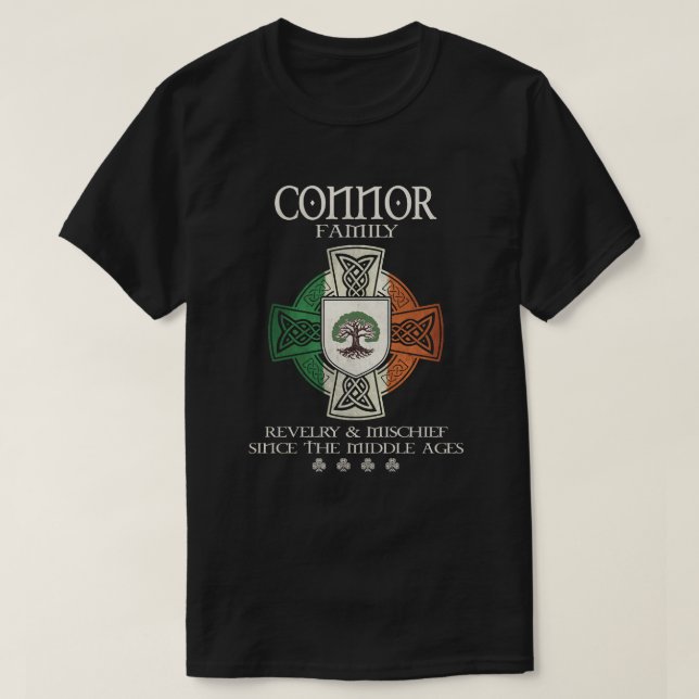T-shirt Connor Family Ireland nom irish flag shamrock (Design devant)