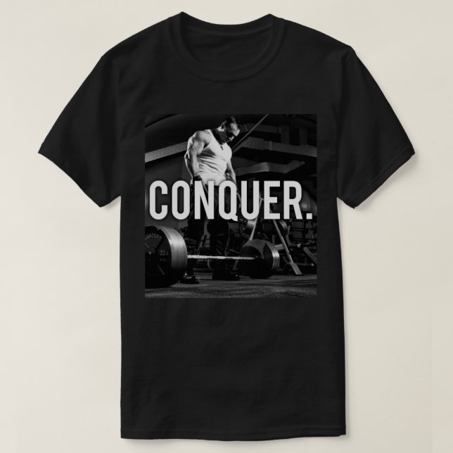 T-shirt CONQUER - "Construction du corps" Exercice Motivat (Design devant)
