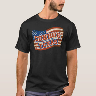 T-shirt Conroe City National Texas Day Vintage American Fl