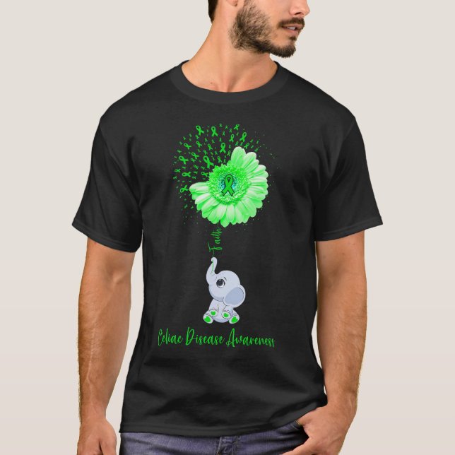 T-shirt Conscience de la maladie coeliaque Foi éléphant Fl (Devant)