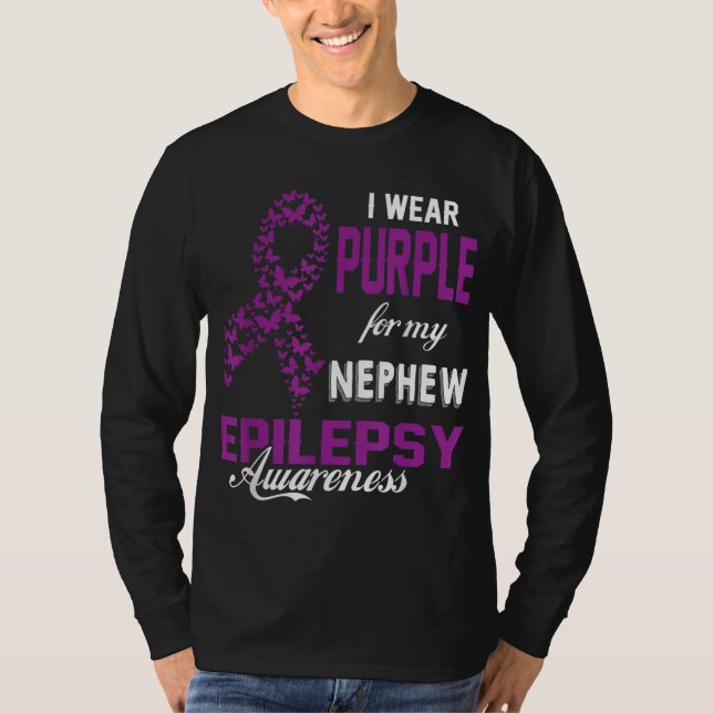 T-shirt Conscience de l'épilepsie Je porte le violet pour  (Devant)