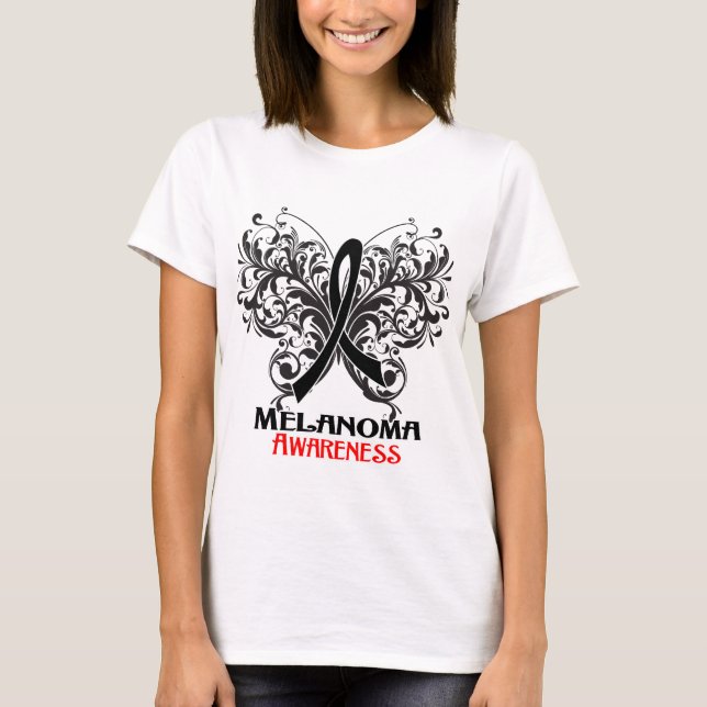T-shirt Conscience de mélanome de papillon (Devant)
