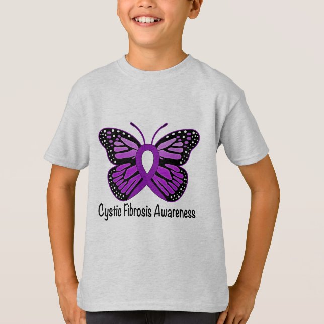 T-shirt Conscience de mucoviscidose avec le papillon (Devant)