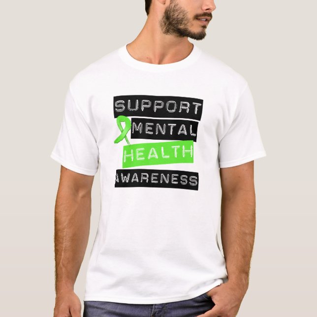 T-shirt Conscience de santé mentale de soutien (Devant)