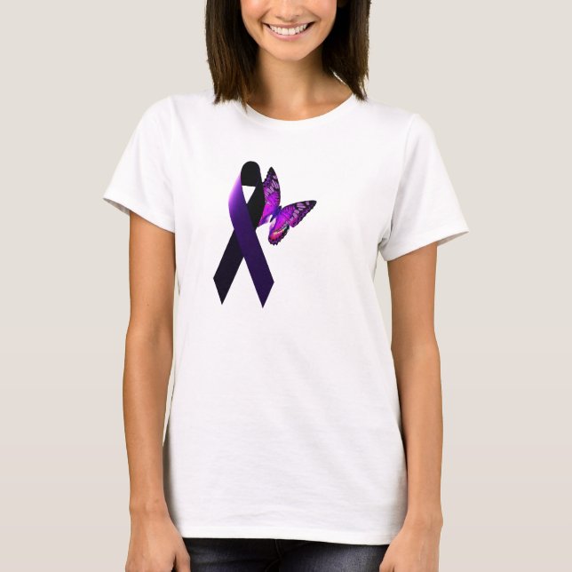 T-shirt Conscience de soutien d'épilepsie de ruban pourpre (Devant)