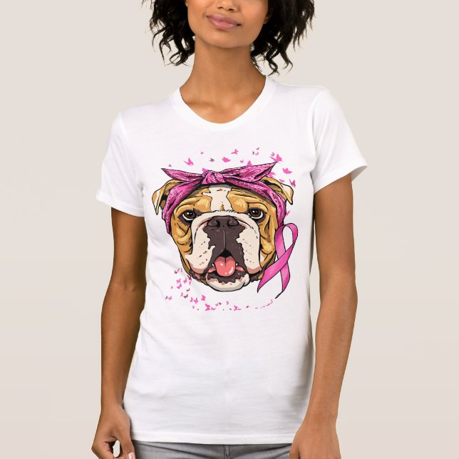 T-shirt conscience du cancer du sein american bulldog rose (Devant)