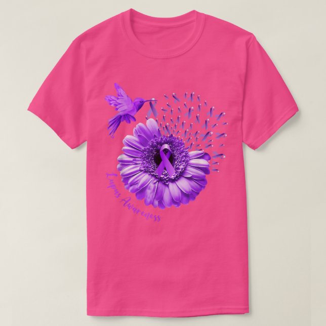 T-shirt Conscience du lupus pourpre de tournesol de colibr (Design devant)