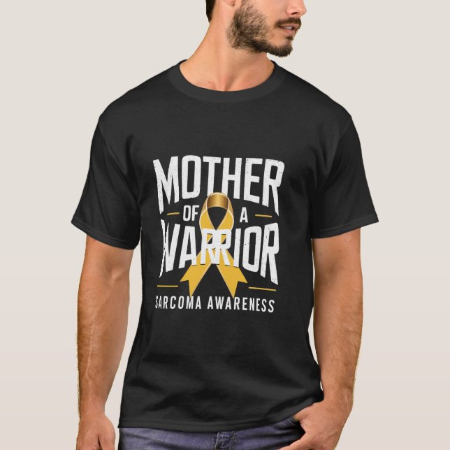 T-shirt Conscience du Sarcome Mère d'un Guerrier Ruban Jau (Devant)