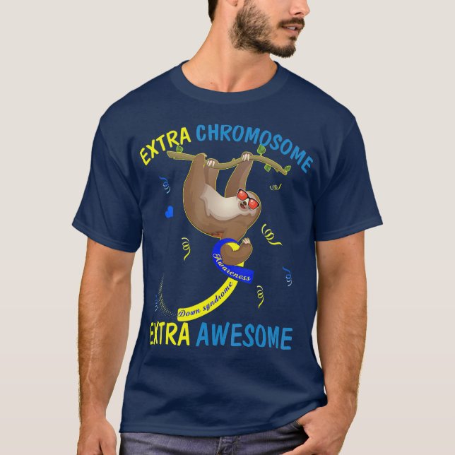 T-shirt Conscience du syndrome de Down Extra Awesome Sloth (Devant)