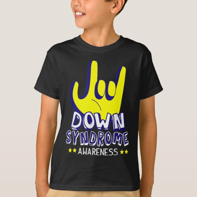 T-shirt Conscience du syndrome de Down Je vous aime ASL SI (Devant)