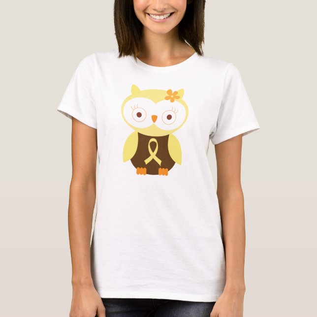 T-shirt Conscience jaune de hibou de ruban (Devant)