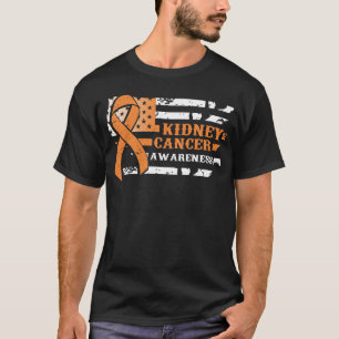 T-shirt Conscience maladroite de Cancer de rein de drapeau