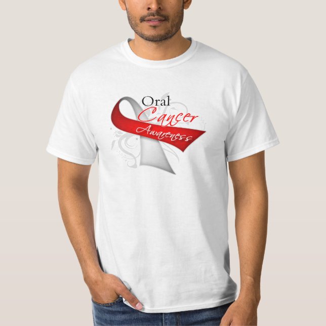 T-shirt Conscience orale de Cancer de ruban d'imprimante (Devant)