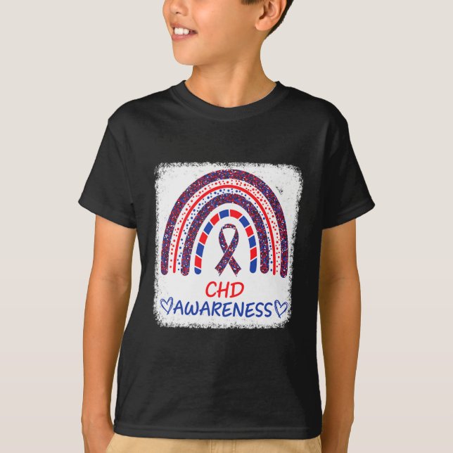 T-shirt Conscience Tdm Maladie Cardiaque Arc-En-Ciel Décol (Devant)