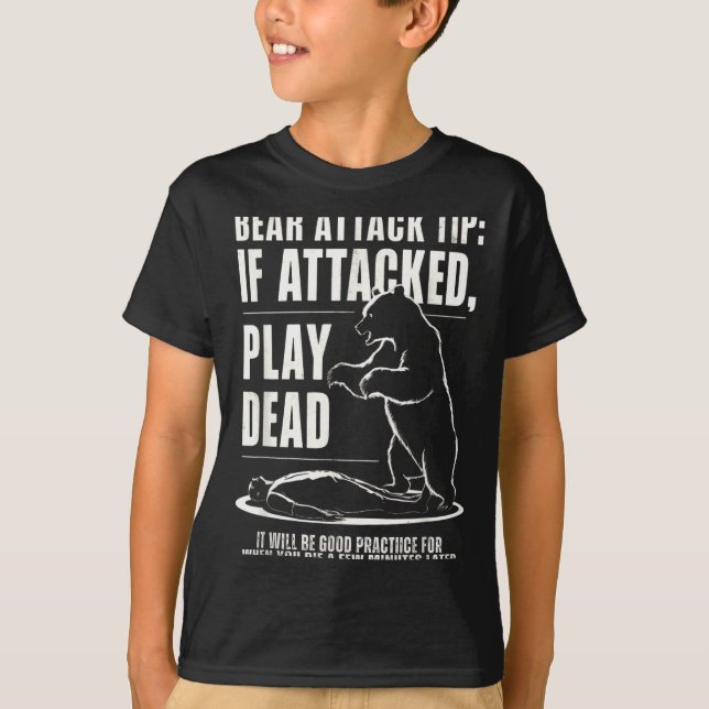 T-shirt Conseil d'attaque d'ours de camping faire le mort  (Devant)
