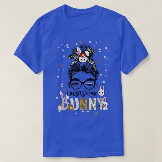 T-shirt Conseiller Bunny Leopard Messy Bun Conseiller de l (Design devant)