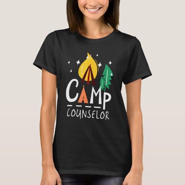 T-shirt Conseiller de camp de camping de feu de camp rétro (Devant)