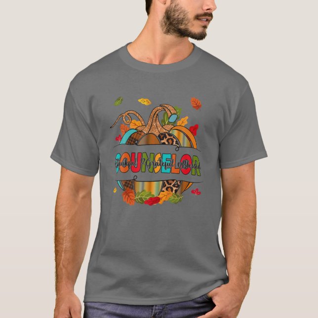 T-shirt Conseiller Gift Thankful Grateful Blessed Pumkin A (Devant)