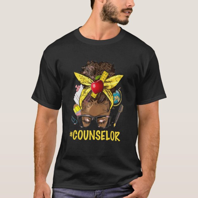 T-shirt Conseiller pédagogique afro-américain chignon déso (Devant)
