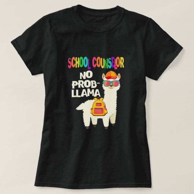 T-shirt Conseiller scolaire Aucun ProbLlama Premier Jour (Design devant)