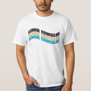T-shirt Conseiller scolaire en texte ondulé Hommes simples