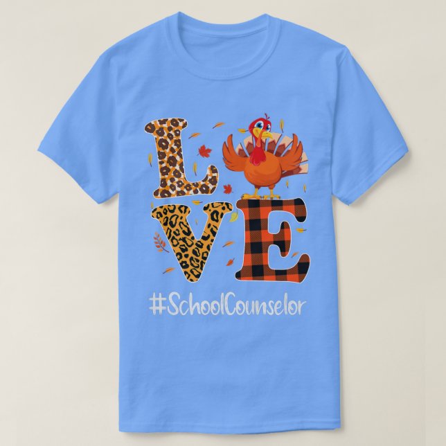 T-shirt Conseiller scolaire Love Thanksgiving Leopard Turk (Design devant)