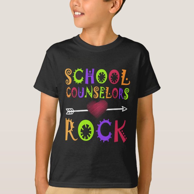 T-shirt Conseiller scolaire Rock Heart Book School Counsel (Devant)