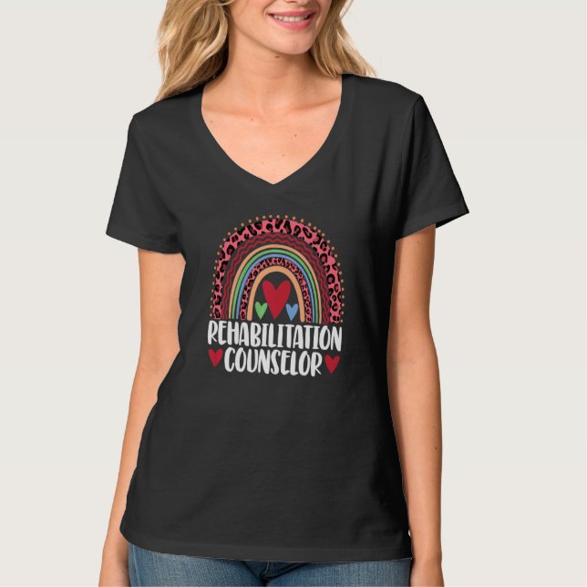 T-shirt Conseillère en réadaptation Femmes Leopard Rainbow (Devant)
