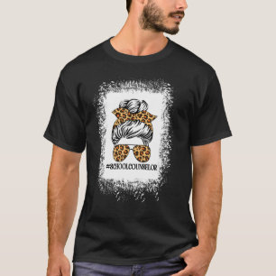 T-shirt Conseillère scolaire Femmes Messy Bun Leopard Scho
