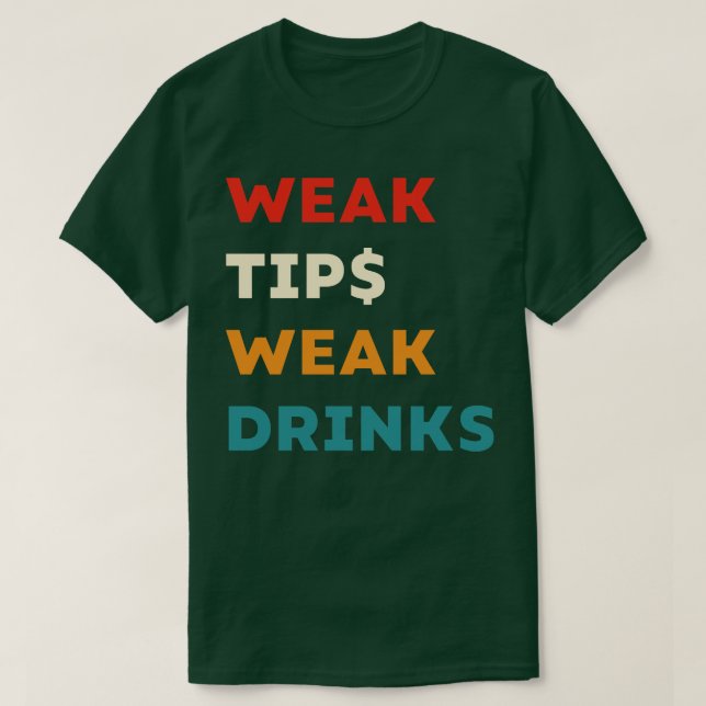 T-shirt Conseils Faibles Boissons Faibles Drôle Bartender  (Design devant)