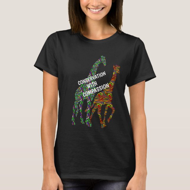 T-shirt conservation avec compession sauver girafe noire (Devant)