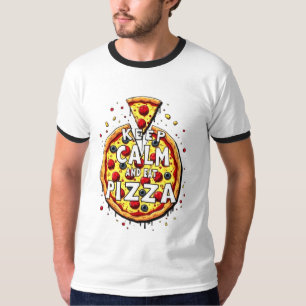 T-shirt Conserver calme et manger pizza : Conception parfa