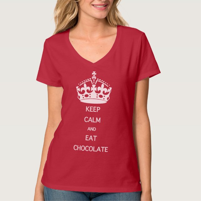 T-SHIRT CONSERVEZ LE CHOCOLAT DE MANGE CALME (Devant)
