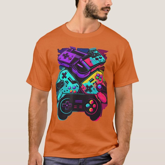 T-shirt Console Control Classic Black Gaming boy (Devant)