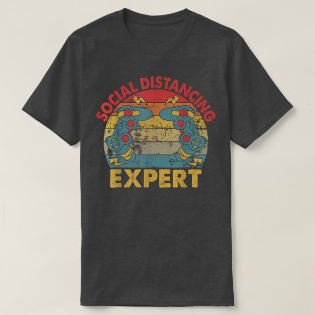 T-shirt Console de jeu vidéo Expert Distances sociales (Design devant)